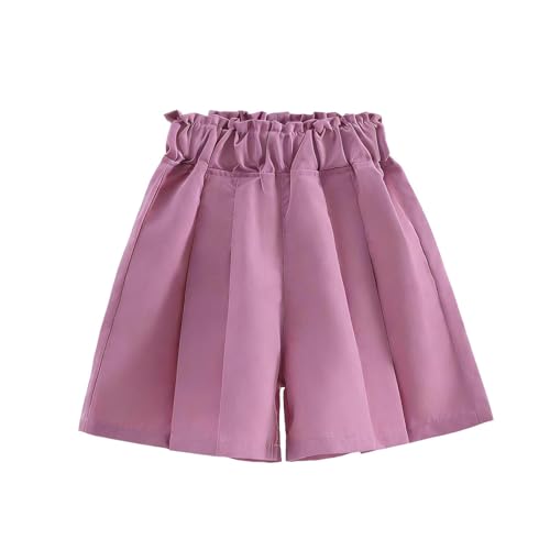 Casual Shorts for Girls Cute Pleated High Waist Wide Leg Fashion Lounge Shorts for Kids 3-15 Years