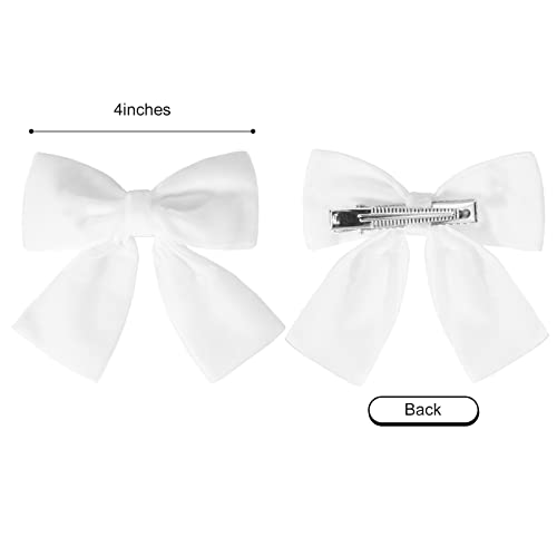 2Pcs Velvet Hair Bows White Hair Ribbon Clips 4" Big Fall Alligator Clips Hair Accessories For Women Girls Toddlers Kids Baby #TOP2
