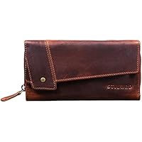 STILORD 'Sophia' Vintage Cartera Cuero Mujeres RFID Protector Monedero Billetera para Señora 15 Tarjetas Billetes y Monedas con Caja de Regalo, Color:Kara - Cognac