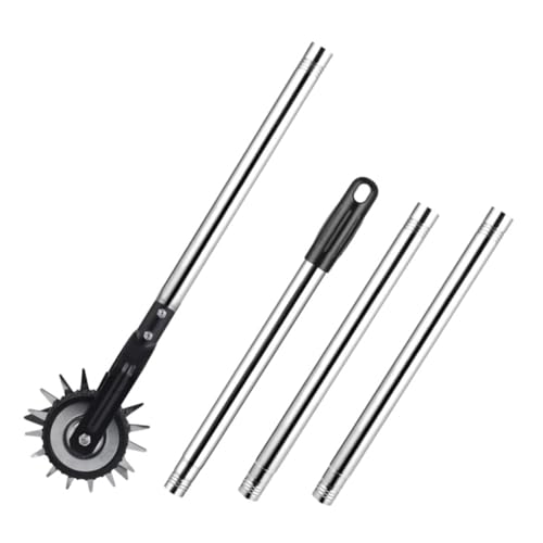 Tondeuse À Gazon Manuelle pour Roue De Contrôle Outil De Coupe-Gazon Rotatif Coupe-Bordure en Métal Poignée Allongée Facile À Utiliser