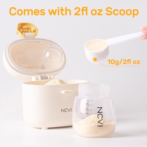 Image of NCVI Formula Container To Go, Portable Formula Dispenser with Scoop, White | Leakproof Travel Formula Holder For Newborn Infant, Fit Diaper Bag Backpack, Quick Ready To Brew Milk On The Go