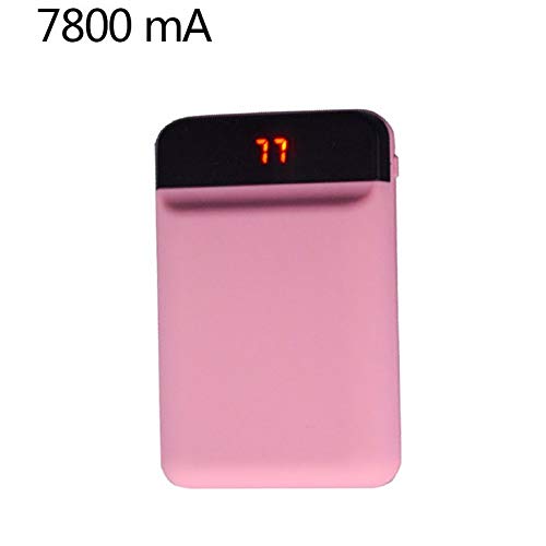 Goldyqin 7800mAh Thin LCD Display Outdoor Mobile Phone Battery Charger External Power Bank Power Supply for Smartphones - Pink