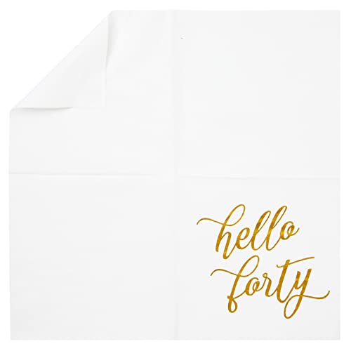 image for BLUE PANDA 40th Birthday Napkins - 50-Pack, 5 x 5 In Folded, White wit