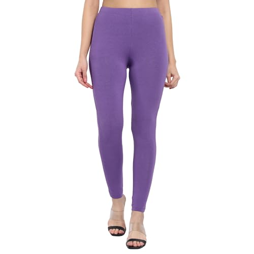 Image of ONE SKY Women Full Length Leggings | Cotton Modal Spandex Blend | High Waist Stretchable & Bio-Washed Fabric | Colour-Lock Technology | Comfortable Leggings for Women