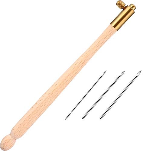 meekoo Tambour Hook with 3 Needles Tambour Embroidery Kit Crochet Hook Kits Sequin Beads Needle Set(1)