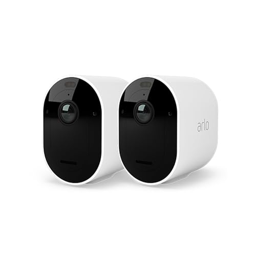 Arlo Pro 4 Security Camera Outdoor, 2K HDR, Wireless CCTV, 6-Month Battery, Colour Night Vision, 2-Way Audio, Built-in Siren, No Hub Needed, 2 Cam Kit, Free Trial of Arlo Secure Plan, White