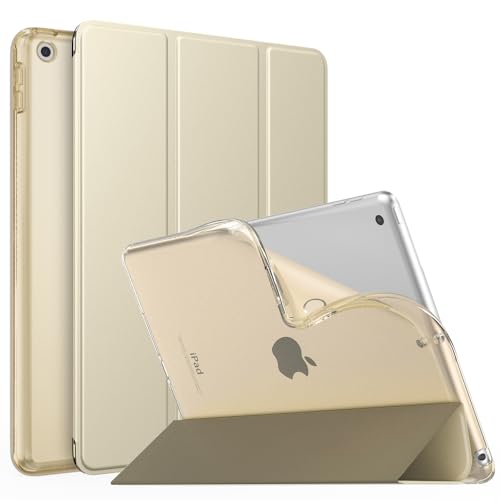MoKo Case for iPad 10.2 iPad 9th Generation 2021/ iPad 8th Generation 2020/ iPad 7th Gen 2019, Soft Frosted Back Cover Slim Shell Case with Stand for iPad 10.2 inch,Auto Wake/Sleep, Champagne Gold