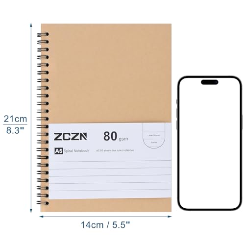 ZCZN Spiral Notebook 6 Pack, 8.3"*5.5" 120 Pages A5 Lined Notebooks, College Ruled Notebook Spiral, Coil Notebook for Work, School, Study, Office Use image 1