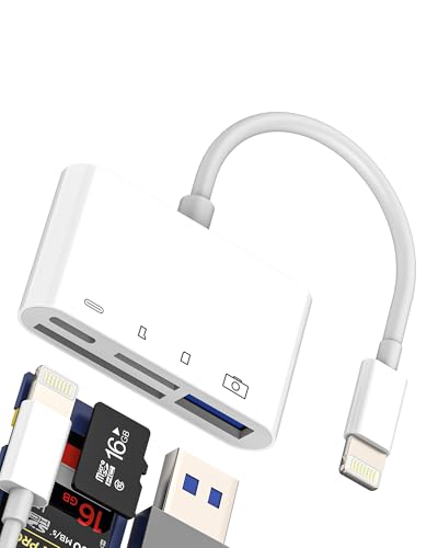 Lector de tarjetas SD Micro SD USB a Lightning adaptador (4 en 1) para Apple iPhone iPad Card tarjeta Reader memoria de cable OTG memoria memoria memoria flash cámara teléfono cámara externa