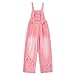 Girls Denim Overalls Baggy Bow Star Sleeveless Wide Leg Adjustable Cargo Jeans Bib Overall Teens Cute Fashion School Jumpsuit