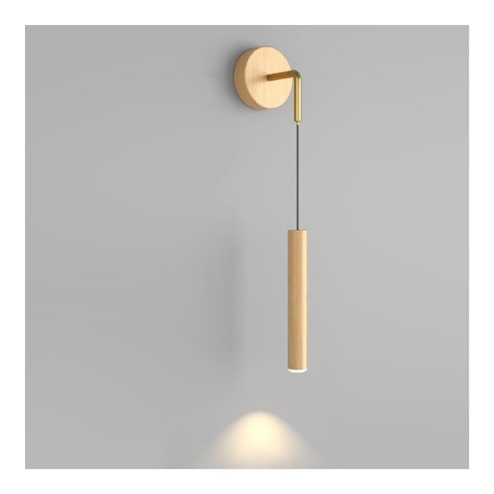 SXECAEPS Nordic Minimalist LED Wall Lamp Wood Grain Sconce Long Strip Farmhouse Lantern for Bedroom Bedside Living Room Study Corridor Entryway Restaurant(Wood,4000K)