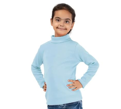 Kaynee, Long Sleeve Turtleneck Shirt, Light Blue, Youth, Large