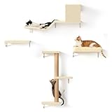 Kletterwand-Paradies: Dieses Wandmontage-Katzenmöbelset umfasst eine Katzenbrücke, ein Katzenwandbett, eine Kratzsäule und ein Katzenregal. Ihre Katze kann auf diesen Möbeln schlafen, springen, kratzen und spielen, ein Möbelset deckt alle unterschiedlichen Bedürfnisse ab.
