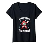 Photo Gallery donna dabbing through the snow - babbo natale maglietta con collo a v Photo Gallery donna dabbing through the snow - babbo natale maglietta con collo a v