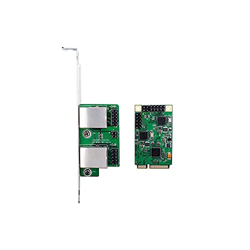 Tarjeta de Red Mini PCI-E a Gigabit Ethernet Dual Puertos 10/100/1000Mbps Adaptador de Red Cableado RJ45 NIC miniatura 3