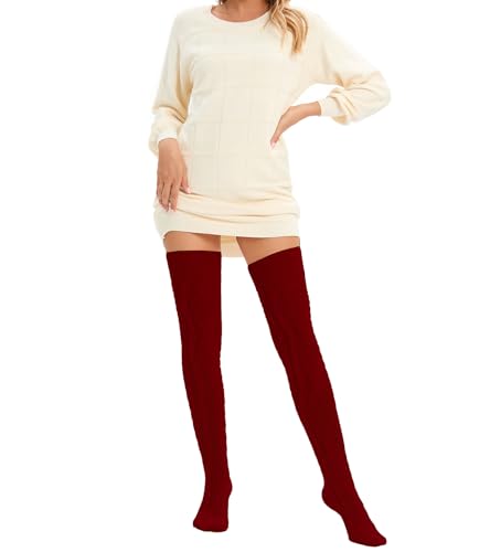 Image of Sexybody Women's Thigh High Socks Over the Knee Knit Socks, Winter Leg Warmers Stockings Knee High Tube Arctic Fleece