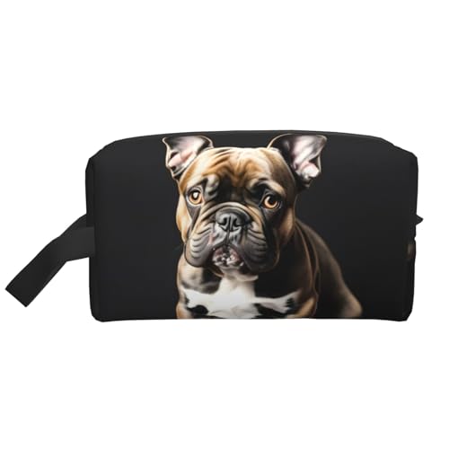 Geryaer Bolsas de almacenamiento con estampado de bulldog francés de orejas largas, bolsa organizadora de cosméticos de gran capacidad con cremallera, Blanco, Talla única