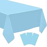 RCFFDL Blue Disposable Tablecloth 3 Pack 54" x 108" Disposable Table Covers for Rectangle Tables for