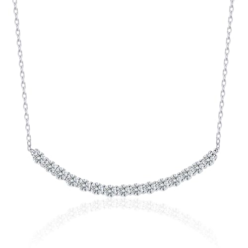 Caratme Moissanite Half Tennis Bar Necklace