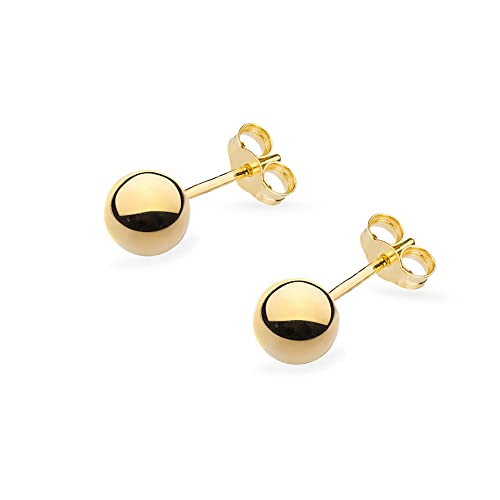 Ohrstecker aus 14K Echtgold 585 Runde Gold Ohrringe Damen 3mm Hochwertige Goldqualität Elegante Kugel Ohrstecker in Größen von 3mm bis 8mm Schmuck Gold Damenohrringe für Frauen & Mädchen (3)