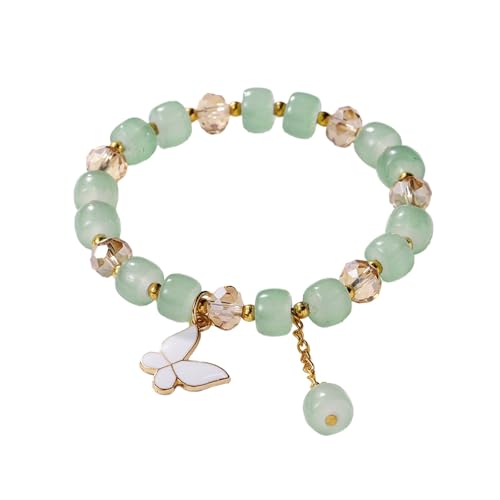 Generisch 2024 Nueva pulsera de imitación de Jade Butterfly Glass Bracelet Children's Bead Bracelet Pulsera de cuero Yggdrasil, A, Resina, Sin gemas