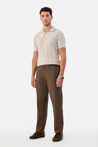 Image of SNITCH Men Casual Trousers| Baggy Fit Mid Rise Solid Plain Front Style | Breathable Cotton Blend & Lightweight Linen Fabric for Summer & Everyday Outings