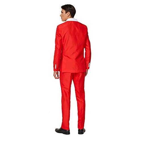 SUITMEISTER Men's Christmas Suit - Festive Santa Outfit Slim Fit - Red, White - Size M2