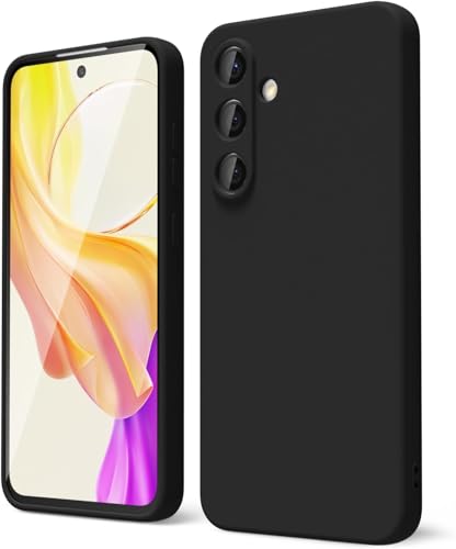 Image of DIZORO Microfiber Candy Case Compatible for Samsung S25 Plus Smooth Touch Cushion Liquid Soft Silicone Gel Rubber Phone Cases Non-Slip Full Body Protective Shockproof Back Cover (Black)