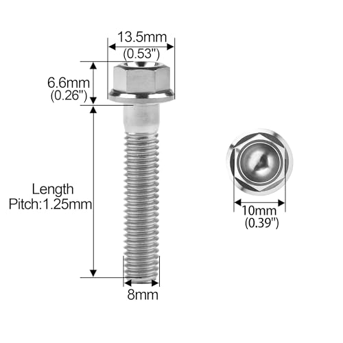 Tornillos de titanio M8 ultraligeros con cabeza de brida pequeña para bicicleta de montaña 3