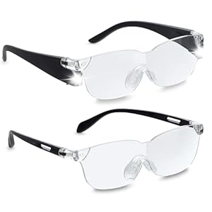 Hands Free Magnifying Glasses with Light by Zoom Vision, 160% Magnification and Dual LED Lights, Includes Non Lighted for Reading, Close Work Crafts