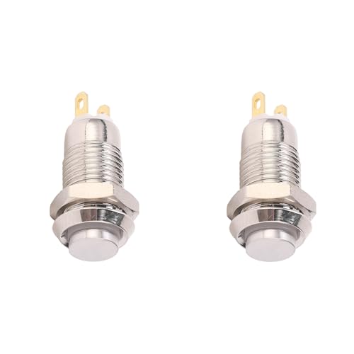 Interruptor de Botón Push Momentario, 2 Pcs en el Interruptor de Apagado, con Pies de Soldadura de 3V 8 Mm Impermeable Starting Start Switch Button Switchs para Timbres y