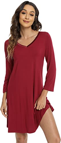 Image of GYS Womens Bamboo Viscose Nightgown Super Soft Lightweight Night Shirts for Sleeping