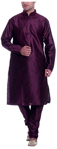 Pyjama Kurta homme en soie mélangée violet vêtement indien 40-42