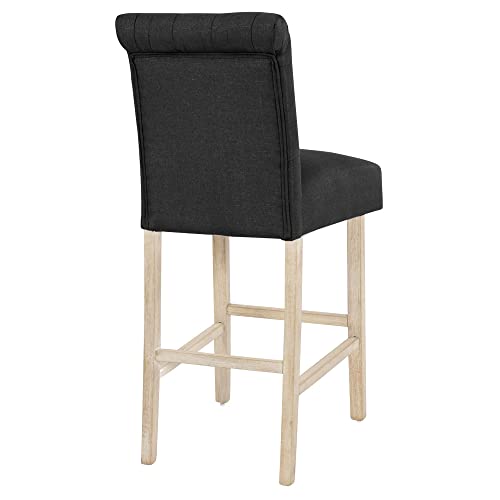 Dagonhil 30 Inches Counter Height Bar Stools Set Of 4, French Country Upholstered Barstools With Unfinished Wood Legs And Button Tufted Back, Charcoal #TOP6