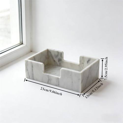Boîte à mouchoirs en pierre marbre blanc rectangle pour table moderne - 4