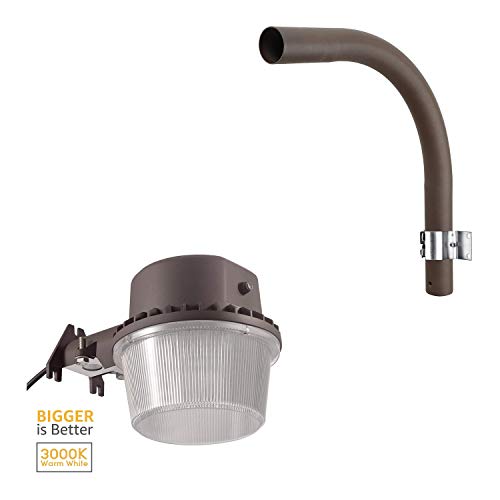 TORCHSTAR Dusk to Dawn LED Barn Light Bundle Mounting Arm, 40W Dusk to Dawn LED Area Light with Photocell, Bronze Outdoor Security Floodlight & Bronze Mount Pole for LED Barn Light Security Yard Light