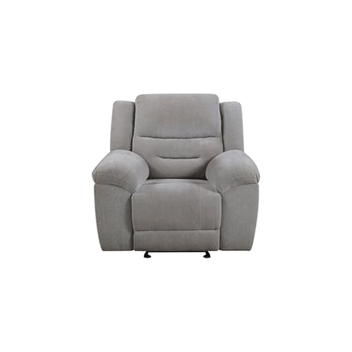 Sillón reclinable tapizado chenille gris miniatura 5