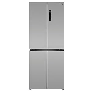 HYE American Fridge Freezer - 4 Door American Style Fridge Freezer, Frost Free, 394L Compact & Freestanding Design, Low Noise (39dB), With Ice Cube Tray, Sleek Inox Finish - RF01AMCD394DS07