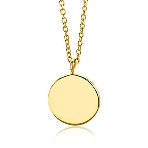 OROVI Damesketting geelgoud, halsketting met ronde hanger, 9 karaat (375) goud, 43 cm lang, in Italië gemaakt, Goud