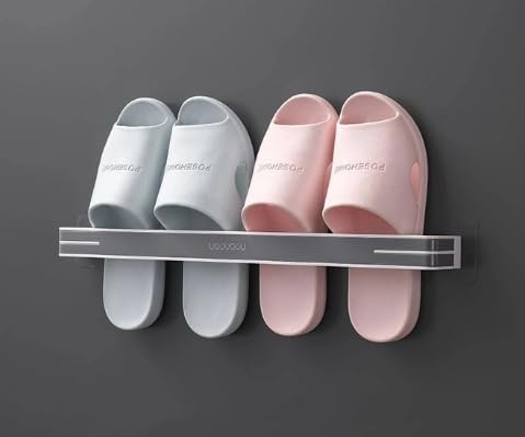 Onprix Wall Mounted Slippers Shoes Storage Organize Rack, Space Saving Slippers Storage Holder, Folding Bathroom Towel Rack, Bathroom Accessories-image-35