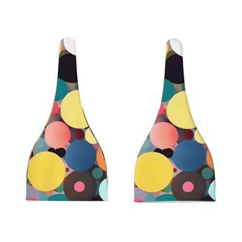 Newborn Baby Hat, Abstract Circle Painting Print Soft Top Knot Beanie Cap, Cute Baby Headwear for 0-6 Months Black3