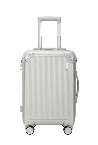 Mala Bordo 10kg Bagagem de Mão Expansivel Padrão ANAC com 4 Rodas duplas 360° Cadeado AntiFurto Mala de Viagem Alça Lateral com Divisória, Leve Resistente (Prata)