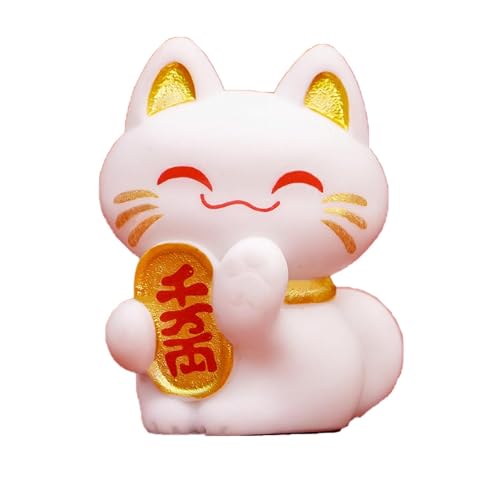 Figurine Maneki Neko, Chat Porte-Bonheur Feng Shui,Figurine Mignonne de Chat de Richesse | Statue de Chat Chanceux Feng Shui à Collectionner pour Armoire de Bureau de Salon, éloignant Les