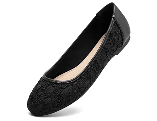 Ballerines en dentelle Greatonu raffinées avec doublure textile confort noir 36