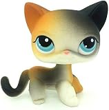 LPS Cat Toy, Rare Old Mini Pet Cat Kitty Kitten Cute Bobble Head Action Figures Animal Toy Gift for Kids Boy Girl (Yellow Black Cat)