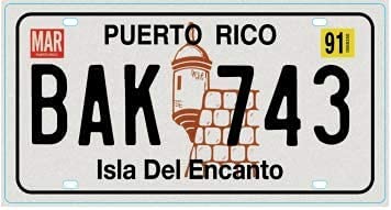 Metallo 30x15 cm OPO 10 - Targa per Auto USA - Replica in Metallo: Porto Rico (N51)