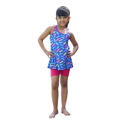 Image of ROVARS Racerback Swimdress with Boyleg Swimming Costume for Girls