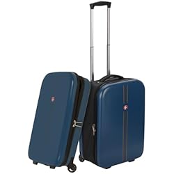 Maletas Plegables Carrefour mosegor Maleta de viaje plegable de 52 cm, ligera, rígida, equipaje de mano, maletín plegable, tamaño mediano, plástico ABS rígido y material de PC impermeable con 2 ruedas y 1 candado, color azul,