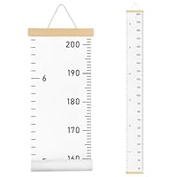 Aolso Baby Height Growth Chart, Wall Hanging Growth Chart Removable Canvas and Wood Measuring Ruler for Baby, Measuring Ruler for Baby Girls Boys Toddler Bedroom Nursery Wall Decoration - White