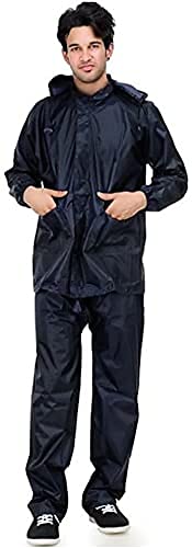 Magic Boys & Girls 100% Waterproof Portable Raincoat | Rainwear | Rainsuit | Barsaati | Overcoat with Hoods and Side Pocket (Black)